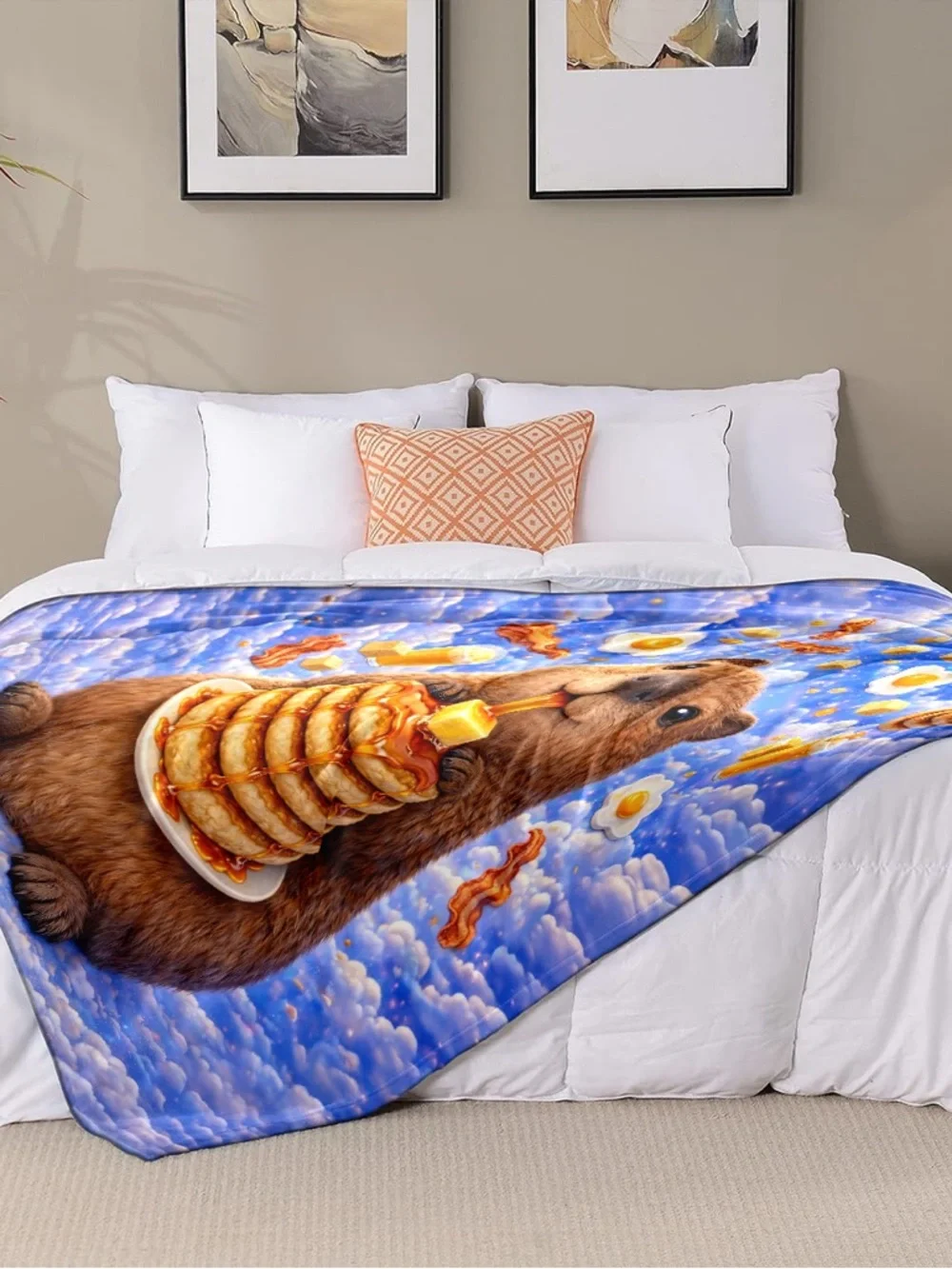 NEW Capybara Pancake Velveteen Blanket Cute Animal Cozy Throw - Picture 3 of 6